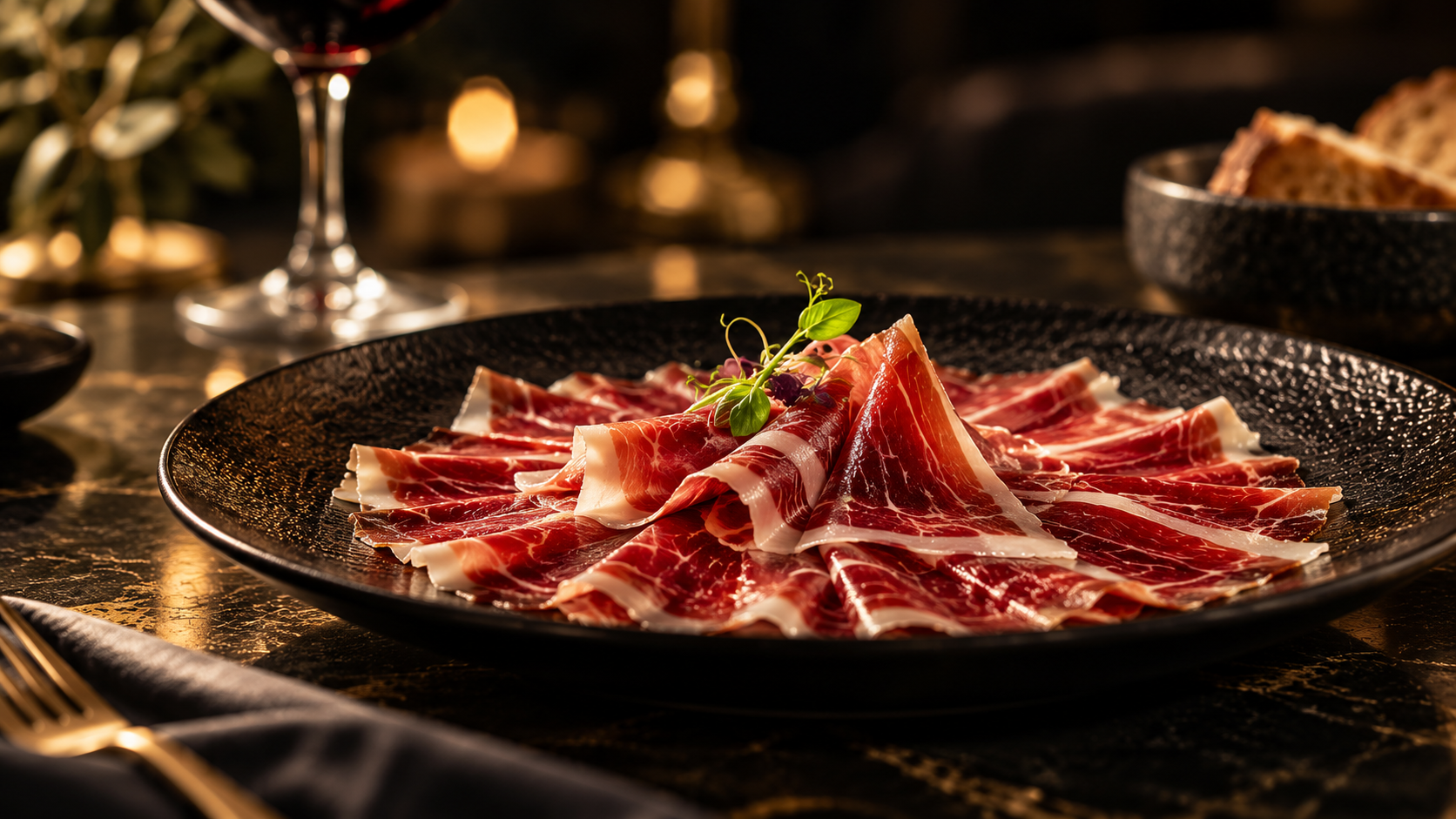 Jamón ibérico en plato gourmet
